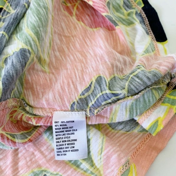 Crown & Ivy Sleeveless Braid Trim Tank Top Shirt Blouse Floral Coral Orange M - Picture 10 of 10